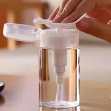 Kit Porta Acetona 100ml Frasco Transparente Push Down Pump Removedor De Maquiagem Reutilizável