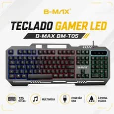 Teclado Gamer LED USB Para PC Notebook 125 Teclas Multimídia À Prova D’água Jogos RGB