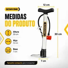 Bomba de Ar Manual Para Bike Moto Bola Pneu Infláveis Portátil 1 UN Kit 2 Com Bico e Base Estável