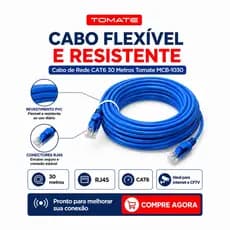 Cabo de Rede Ethernet 30 Metros RJ45 Alta Velocidade Gamer Reforçado Internet Cat6 Premium Ultra