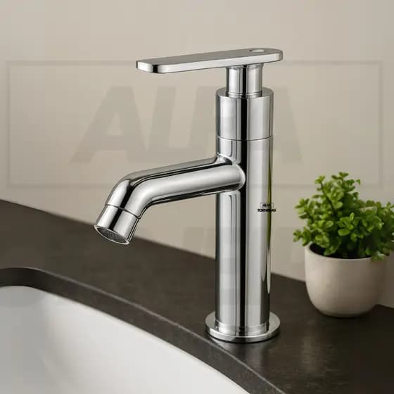 Torneira Banheiro Alta Bancada Slim Pia Cuba Lavabo Luxo Cromada ABS 1/4 de Volta