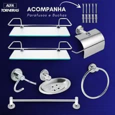 Kit Acessórios para Banheiros 5 peças + 2 Porta Shampoo Reto