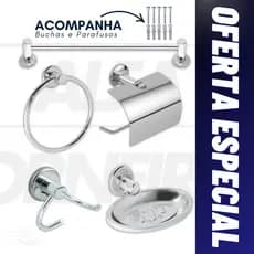 Kit Acessórios P/ Banheiro  Stander 5 Peças Aço Inox Cromado