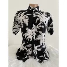 Camisa floral havaiana masculina fabricada na China, tecido de viscose de manga curta de verão praia com botões