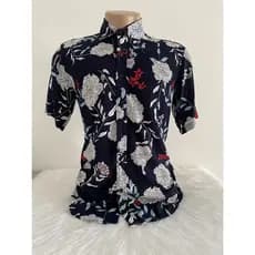 Camisa floral havaiana masculina fabricada na China, tecido de viscose de manga curta de verão praia com botões