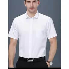 Camisa Social Masculina - 65% Poliéster, 35% Algodão, Camisas de manga curta disponíveis com ou sem bolso