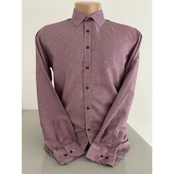 Camisa Social Masculina - 65% Poliéster, 35% Algodão,