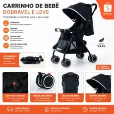 Carrinho de Bebê Passeio 3 e 4 Rodas Assento Até 20kg Com Porta Copos