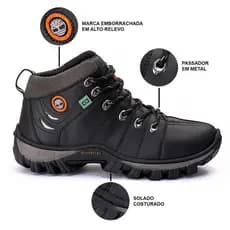 Coturno Bota Unissex Adventure Resistente Em Couro Ecológico e Solado Costurado ENIVO IMEDIATO W&D