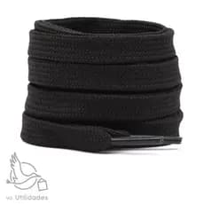 Par De Cadarço Preto unisex compatível todas Marcas Atacador Chato Poliéster para Tênis 1,20cm 1,40cm de ótima qualidade