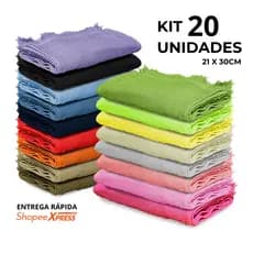 Kit 20 Toalhas de Mão Social Para Bordar 21x30CM Com Franja 100% Algodão