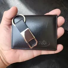 Kit Mini Carteira Masculina Slim Couro + Chaveiro Presente Elegante