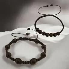 Pulseira Pedra Natural Ônix Preto Ajustável Unissex Premium