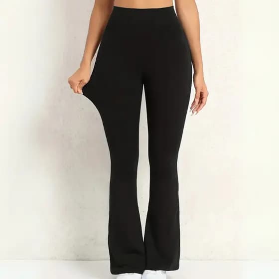 Calça Boca de Sino Feminina Cintura Alta Elegante e Confortável Moda Básica Legging Flare