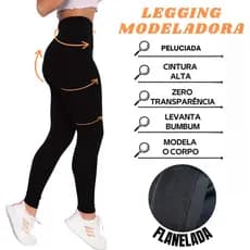 Calça Legging Feminina Peluciada Básica Lisa