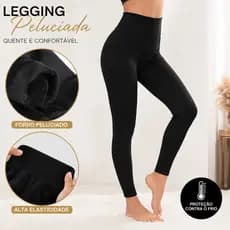 Calça Legging Feminina Térmica Peluciada Preta