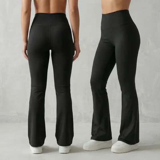 KIT 2 Calça Flare Legging Premium Cintura Alta Sem Transparência