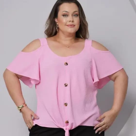Blusa Feminina PLUS SIZE do Tamanho G1 ao G3 em Tecido Duna | Blusa Ciganinha com Amarração | Camisa Plus Size Feminina
