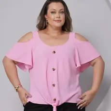 Blusa Feminina PLUS SIZE do Tamanho G1 ao G3 em Tecido Duna | Blusa Ciganinha com Amarração | Camisa Plus Size Feminina