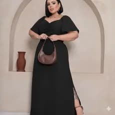 Vestido Feminino PLUS SIZE do Tamanho G1 em Tecido Duna |  Elegante e Confortável  com Elastex