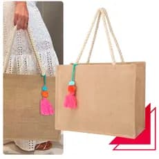 Bolsa De Praia Palha Feminina Com Zíper De Ombro Sacola Ecobag Tote Juta Ecológica Moda Verão