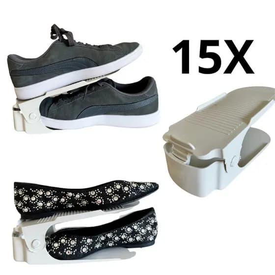 Organizador de Sapatos Branco Regulagem de Altura 15 Unidades
