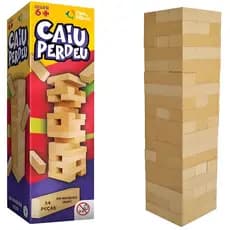 Jogo Caiu Perdeu Jogo Torre Madeira 54 Peças Desenvolve Coordenação Motora