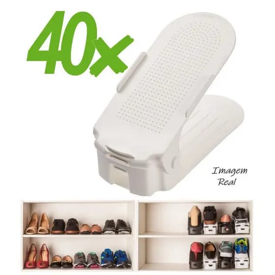 Organizador de Sapatos Branco Regulagem de Altura - 40 Unidades
