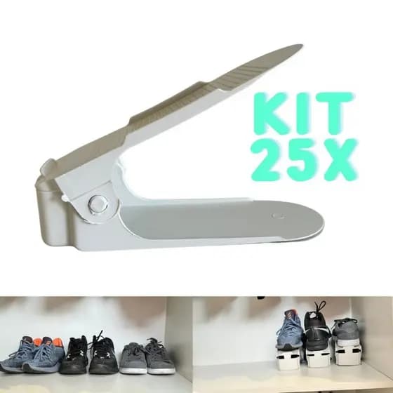 Organizador de Sapatos Branco Regulagem de Altura 25 Unidades