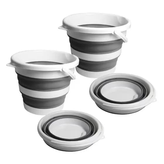 Kit 2 Baldes Dobráveis Silicone 10L com Material Resistente