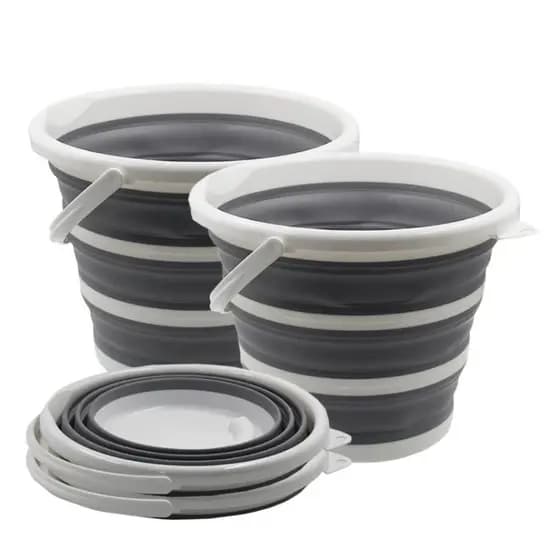 Conjunto 2 Baldes de Silicone Powerwaid Camesa 10L Retrátil Para Casa Apartamento Lavanderia Cozinha