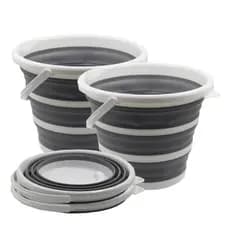 Kit 2 Baldes Powermaid 10 Litros De Silicone Dobrável Com Cabo Mop Oferta