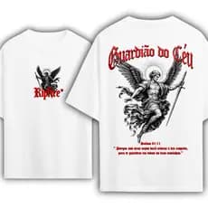 Ripfire Camiseta Oversized Guardião do Céu Arcanjo Miguel Moda Cristã 100% Algodão