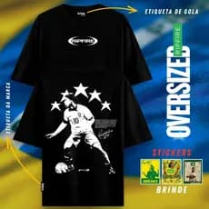 Ripfire Camiseta Oversized Streetwear Masculina Ronaldinho Gaúcho Legends Copa do Mundo 100% Algodão