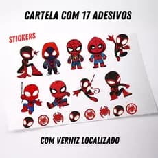 Adesivo Sticker  C/ 17 Unidades  Alta Qualidade Brilho 3D e Super Resistência com Verniz Localizado Miles Morales