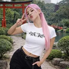 Baby Tee Feminina Estilosa  Hello kity Tribal Alternativa Grunge Manga Curta Baby Look