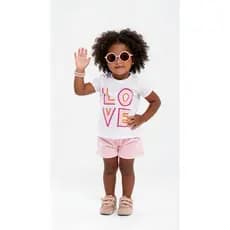 Conjunto Infantil Menina Em Modal Berlim Roupa Infantil Menina Conjunto Menina Shorts Liso Estampado