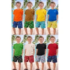 Kit Infantil 6 Peças Camisas + Bermudas Estampa ALEATÓRIA tamanho do 2 ao 12 anos | Cores Variadas