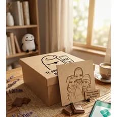 Kit Presente Criativo: Quadro MDF Personalizado + Caixa Bento Flork