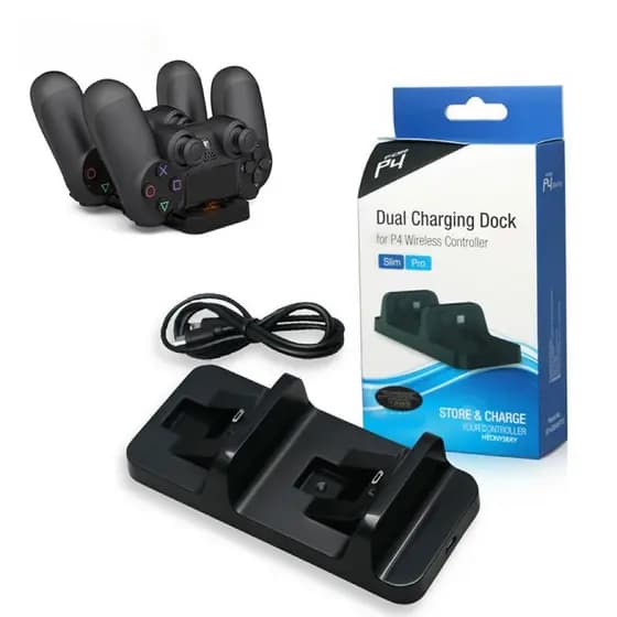 Base Carregadora Dupla Controle Ps4 Playstation 4 Horizontal 2 Controle Sony Base Dupla Carregadora