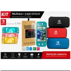 Kit Case Estojo Rígido + Película Vidro Temperado Nintendo Switch Lite Proteção Completa