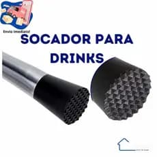 Socador de Gelo (Pilão de Gelo) ou Pilão para Drinks, Socador para Caipirinha 21cm em Aço Inox
