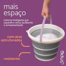 Balde Retrátil Dobrável de Silicone 10 Litros Compacto Resistente Multiuso Ideal para Limpeza Viagens Camping Lavanderia