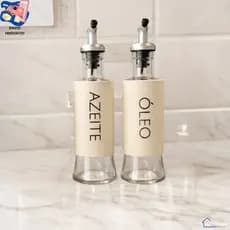 Kit Azeiteiro E Oleo Vidro 310 Ml Dispenser Com Bico Dosador Porta Azeite E Oleo Para Cozinha Moderna
