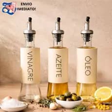 Galheteiro Kit Azeiteiro Vinagreiro Óleo Completo Vidro Temperos Azeite Vinagre Cozinha