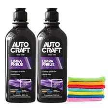 KIT 2 LIMPA PNEUS AUTOCRAFT 500ML + PANO MICROFIBRA