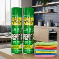 Kit 2 Espuma Mágica Limpador Instantâneo De Uso Geral 400ml + Pano Microfibra