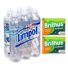 PACK 6 DETERGENTE LIMPOL CRISTAL 500ML + 2 ESPONJAS BRILHUS