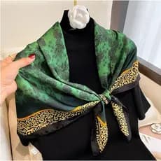 Lenço Flor Estampado Cetim Bandana Lenço Top Moda Feminina Echarpe Faixa De Cabeça Seda .90cm（S002）