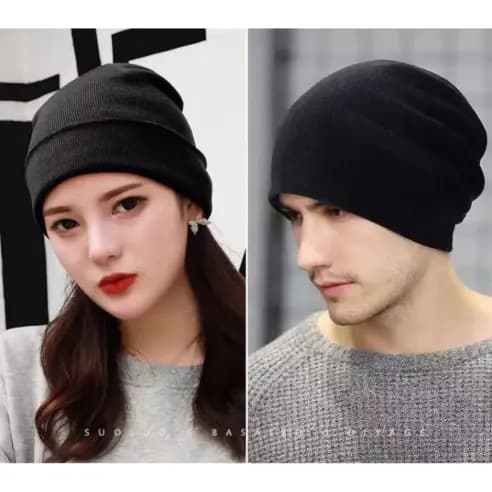 Kit 2 Touca Preta Básica Lisa Lã Gorro Com Forro Toca Unissex Masculina Feminina Frio Quentinha Adulto